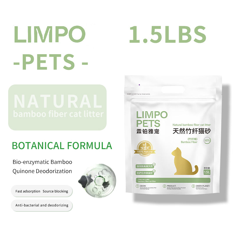 LIMPO Natural Bamboo Fiber Cat Litter sand-planted bamboo fiber 1.5L 3L 8L (100 packs Starting from)